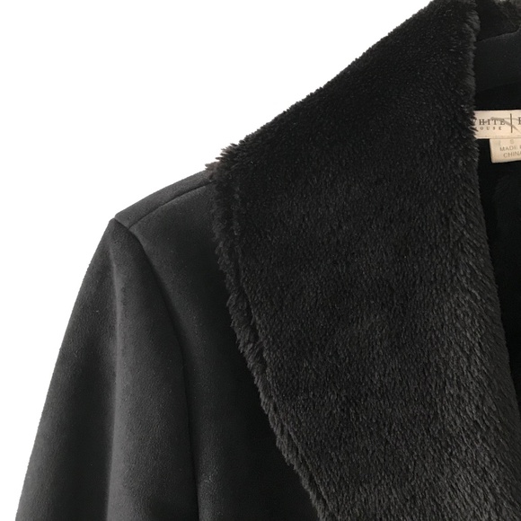 WHBM Black Faux Shearling Wrap Jacket - Picture 4 of 16